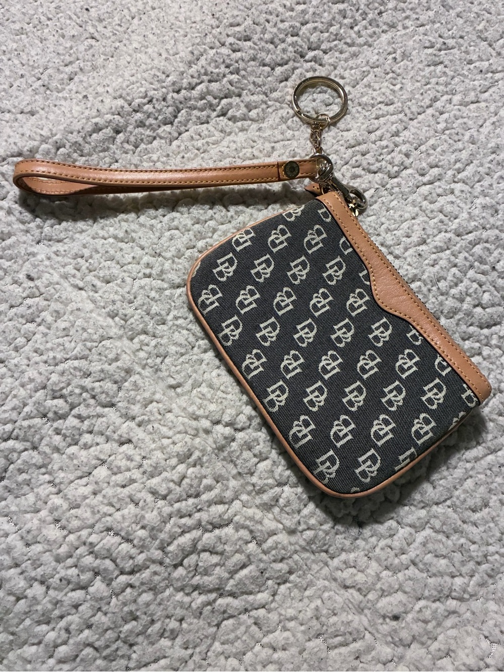 Dooney & Bourke Vintage DB Monogram Canvas Wristlet keyring pouch
